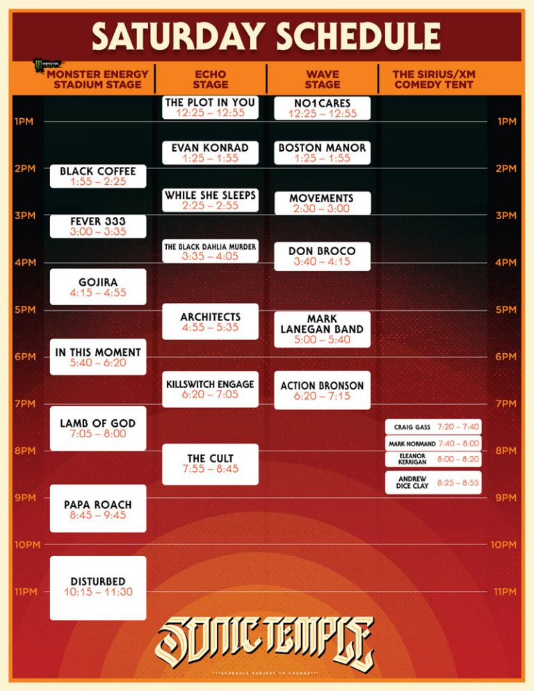 Sonic Temple Set Times ZRock