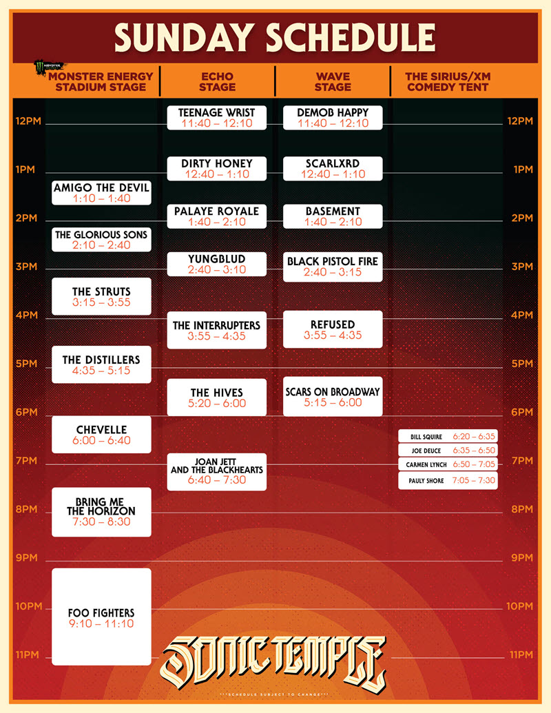 Sonic Temple Set Times ZRock